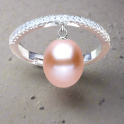 shell ring-silver pearl ring-cocktail ring-shell jewerly-seashell jewelry-silver pearl and zirkon ring