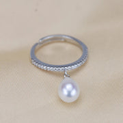 shell ring-silver pearl ring-cocktail ring-shell jewerly-seashell jewelry-silver pearl and zirkon ring