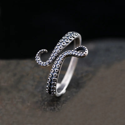 octopus ring-shell ring-silver ring