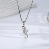 seahorse necklace-shell jewelry-silver necklace-golden necklace- ocean style necklace