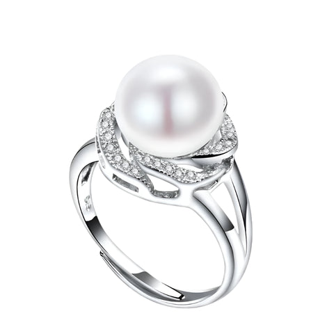 shell ring-pearl shell ring-silver sterling pearl shel ring