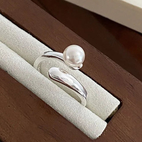 Pearl Ring-chic silver ring-925 sterling silver ring-pearl ring-