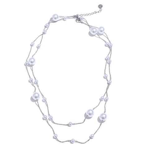 Ocean Whisper Double-Layer Pearl Necklace-layered pearl chain necklace-shellnecklace-shell jewelry-gold necklace-