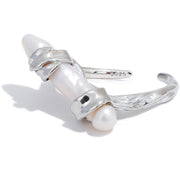 Ocean’s Whisper Ring-stunning Silver Wrapped Pearl Ring- beach style silver ring-bohemian silver ring-chic silver ring