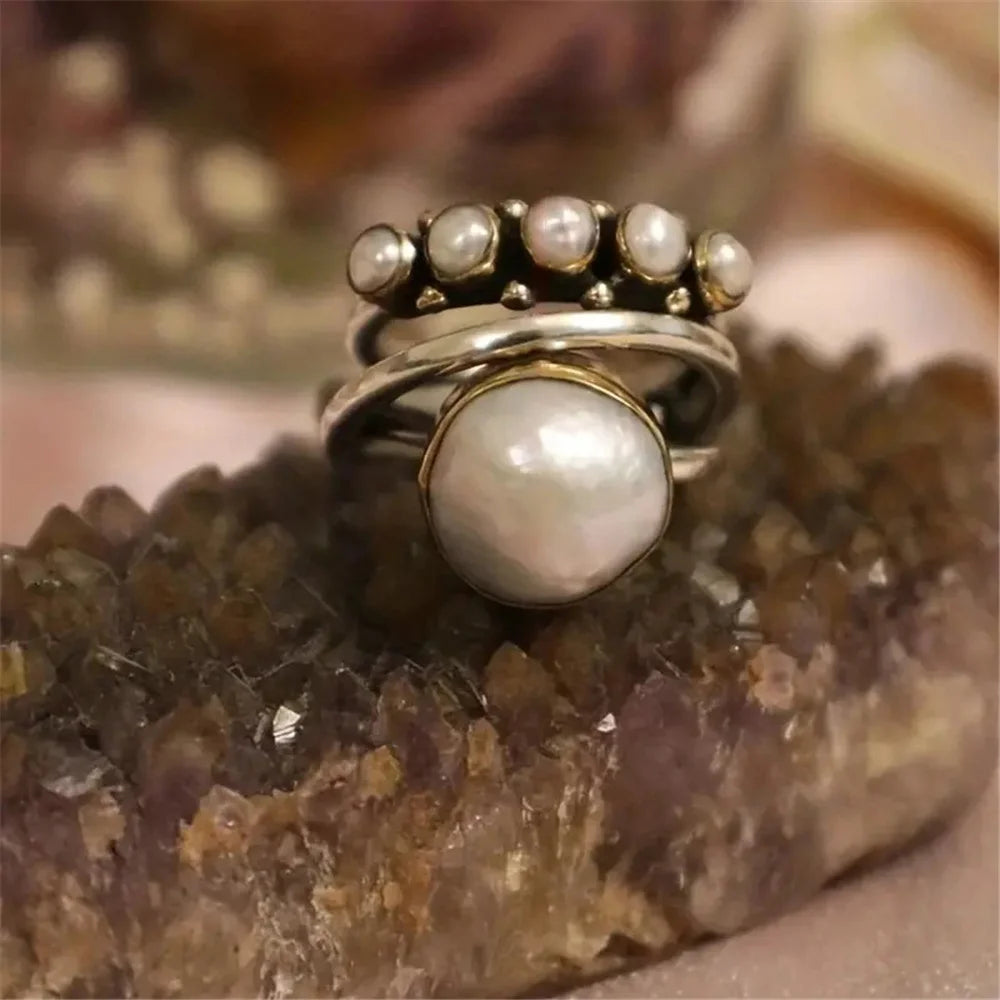 Vintage Boho Chic Pearl Ring
