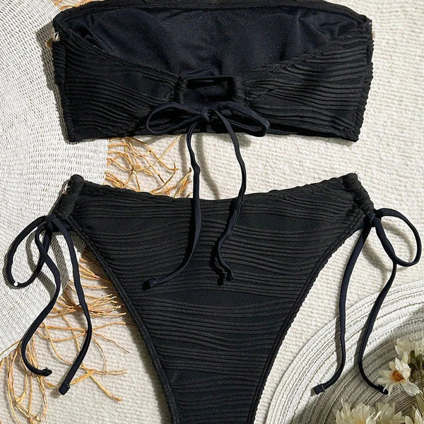 Shell-Adorned Bandeau Bikini Set