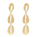  Triple Cowrie Cascade Earrings