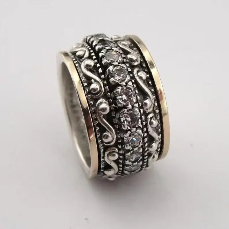 Luna Tide Meditation Ring | Spinner Band | Mixed Metal | ShellVibe