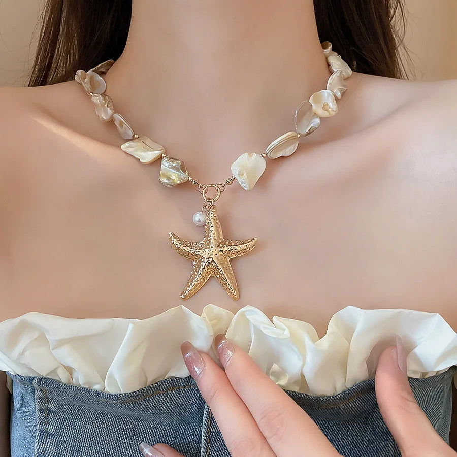 Celestial Tides Starfish Bracelet & Shell Choker