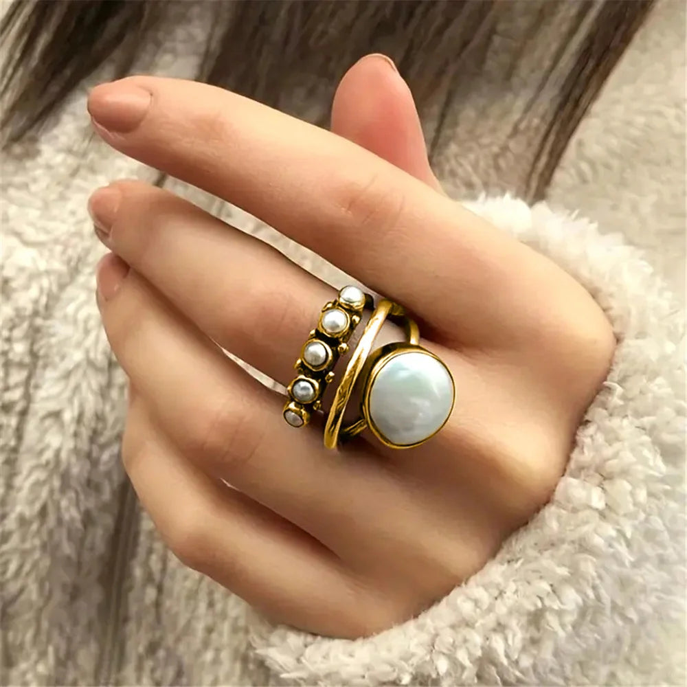 Vintage Boho Chic Pearl Ring