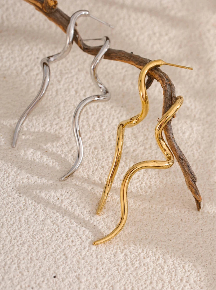 Serenity Swirl Earrings-shell earrings-shell jewelry-geometric jewelry-silver earrings-gold earrings