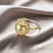 pearl ring in its case-pearl ring-chic silver ring-925 sterling silver ring-pearl ring-chic pearl ring-pearl ring on a beatifull towel