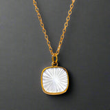 Sunbeam Square Shell Pendant Necklace-shell necklace-nacre pendant necklace-chaine necklace-gold necklace-shell jewelry