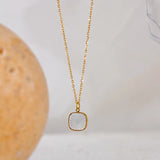 Sunbeam Square Shell Pendant Necklace-shell necklace-nacre pendant necklace-chaine necklace-gold necklace-shell jewelry