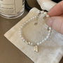 Trendy Sterling Silver Pearl Bracelet-shell jewelry-boho style-beach outfit-boho chic style-bohemian jewelry-coastal look-beach style-wedding style-pearl bracelet