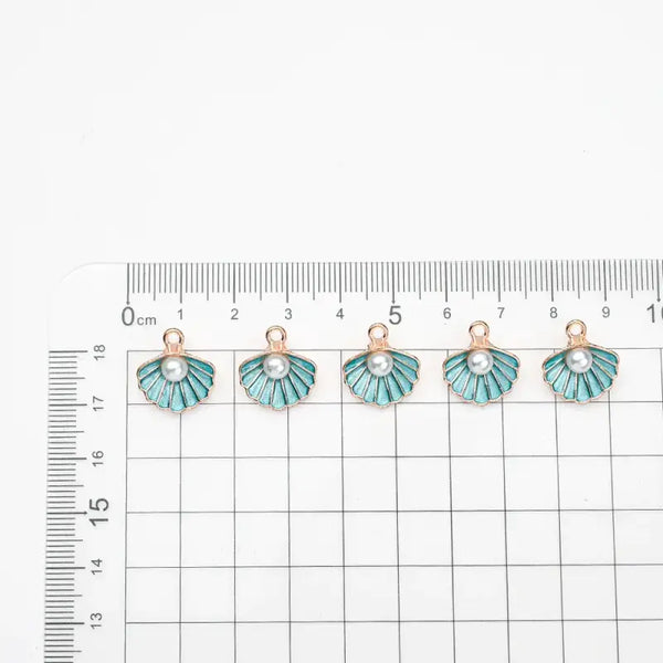 Alloy Enamel Shell Charm-pearl charms--Shell Charms-shell jewelry-shell pendants-boho chic style-bohemian jewelry-beach outfit jewelry