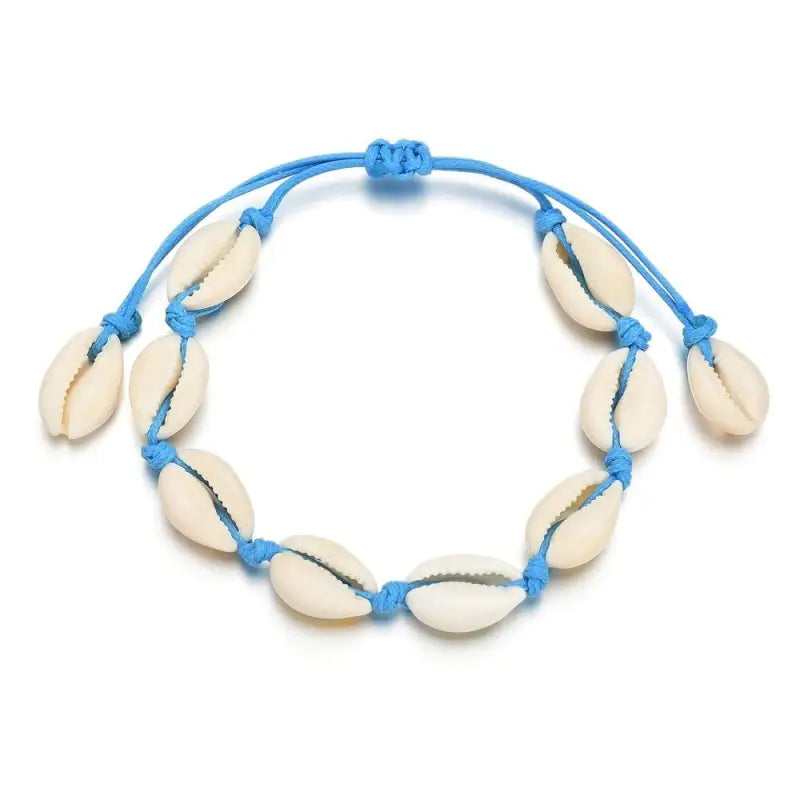 Azure Cord Cowrie Shell Anklet