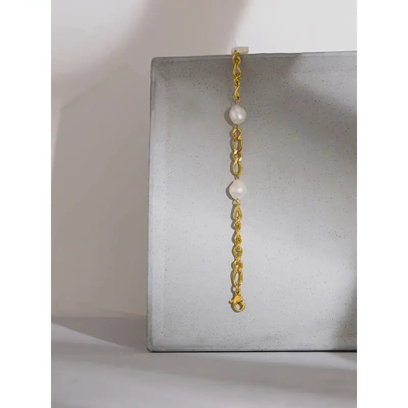 Baroque Pearl Chain Bracelet--pearl bracelet-shell bracelet-shell jewelry-wedding bracelet-gold chain pearl bracelet-wedding bracelet