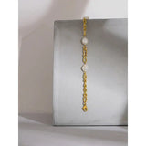 Baroque Pearl Chain Bracelet--pearl bracelet-shell bracelet-shell jewelry-wedding bracelet-gold chain pearl bracelet-wedding bracelet