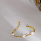 Baroque Pearl Chain Bracelet--pearl bracelet-shell bracelet-shell jewelry-wedding bracelet-gold chain pearl bracelet-wedding bracelet
