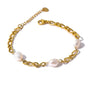 Baroque Pearl Chain Bracelet--pearl bracelet-shell bracelet-shell jewelry-wedding bracelet-gold chain pearl bracelet-wedding bracelet
