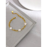 Baroque Pearl Chain Bracelet--pearl bracelet-shell bracelet-shell jewelry-wedding bracelet-gold chain pearl bracelet-wedding bracelet
