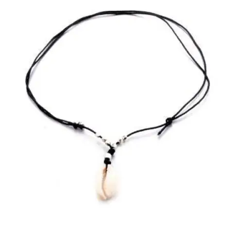 Black cord necklace with White Cauri