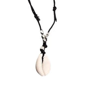 Black cord necklace with White Cauri