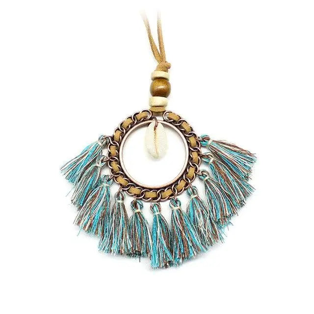 Blue Dreamcatcher Shell Necklace