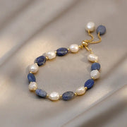 Blue Jade & Pearl Bracelet