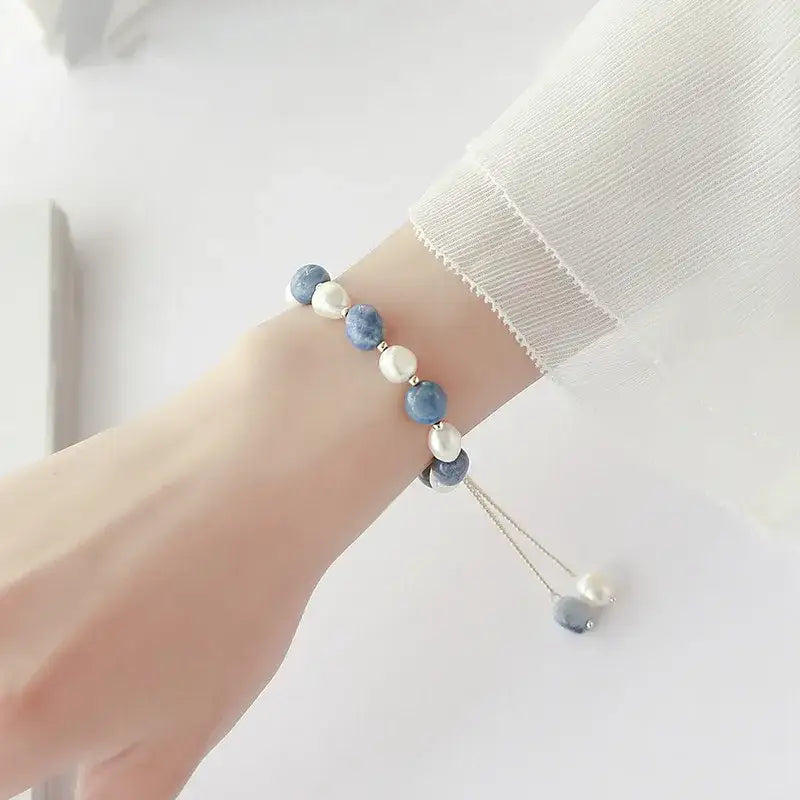 Blue Jade & Pearl Bracelet