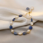 Blue Jade & Pearl Bracelet