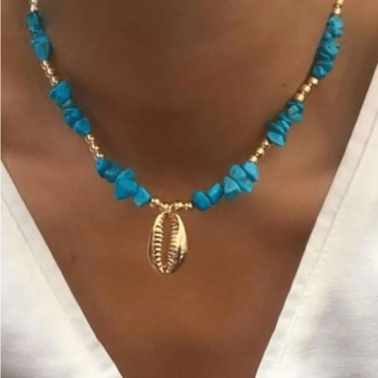Blue Shell Choker Necklace