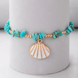 Boho Shell Beaded Bracelets-turquoise bracelets-shell bracelets-scalop shell bracelets-shell jewelry