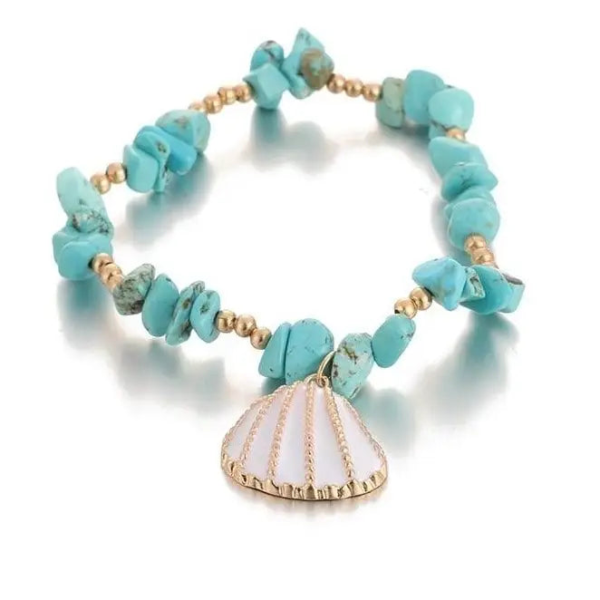 Boho Shell Beaded Bracelets - Turquoise