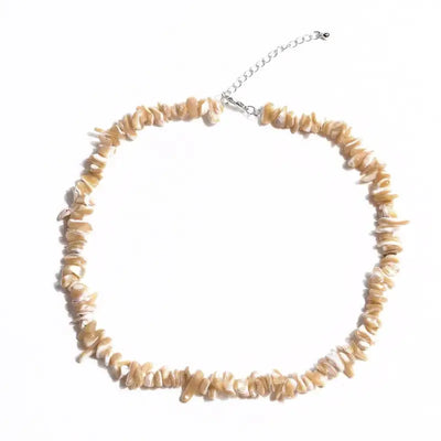 Brown Flat Pearl Shell Necklace