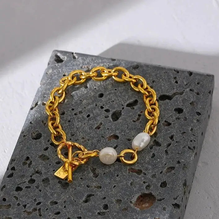 Charm Pearl Link Bracelet