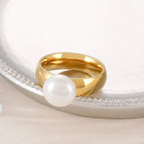 classic-gold-pearl-solitaire-ring-pearl ring-shell ring-shell jewelry-beach outfit ring-beach style-boho style-bohemian jewelry-wedding style ring
