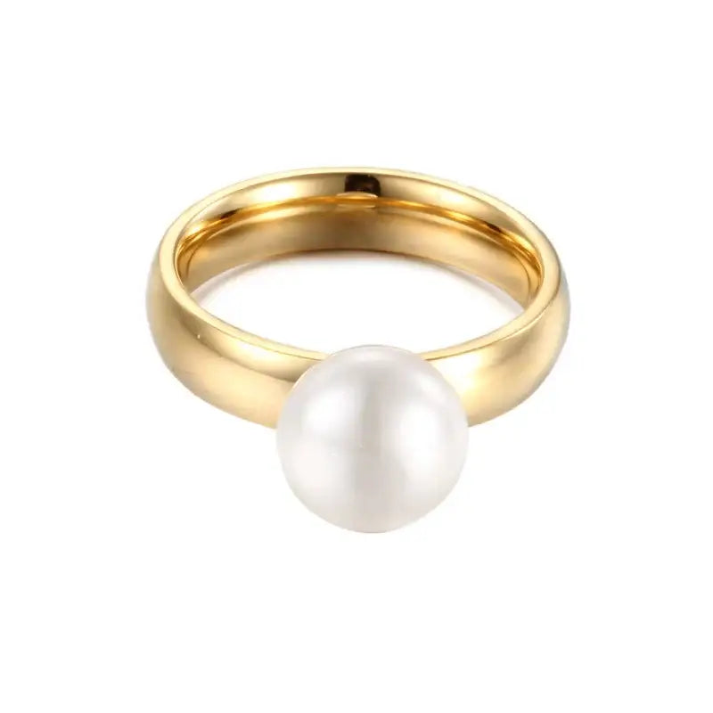 Classic Gold Pearl Solitaire Ring