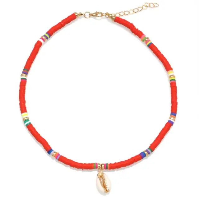 Colorful Surfer Necklace - Red