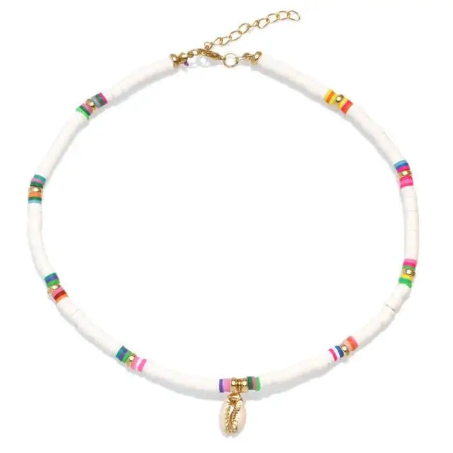 Colorful Surfer Necklace - White