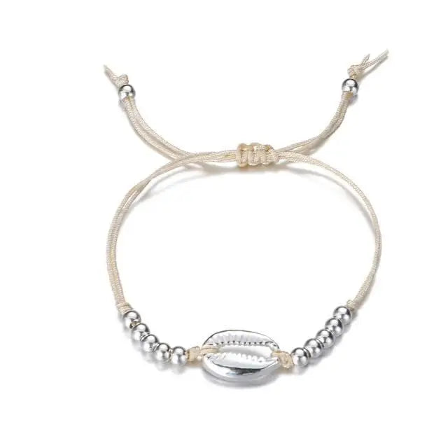 Corded Shell Bracelet - Silver