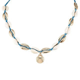 Cowrie and Blue Scallop Shell Necklace