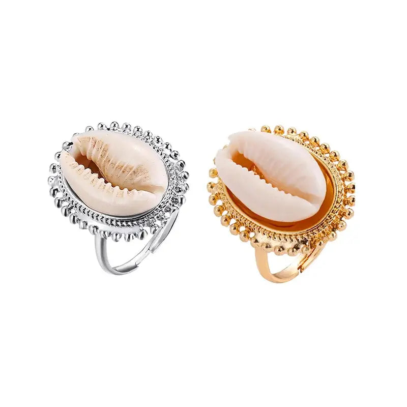 Cowrie Halo Bead Ring