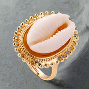  Gold_cowrie-halo-bead-ring-cowrie ring-shell ring-beaded caorie ring-golden cowrie ring