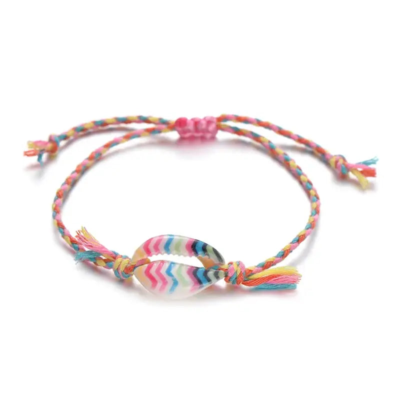 Cowrie Shell Cord Bracelet-beach outfit jewelry-cord bracelet-cowrie bracelet-shell jewelry-seashell jewelry-boho chic jewelry-bohemian jewelry-