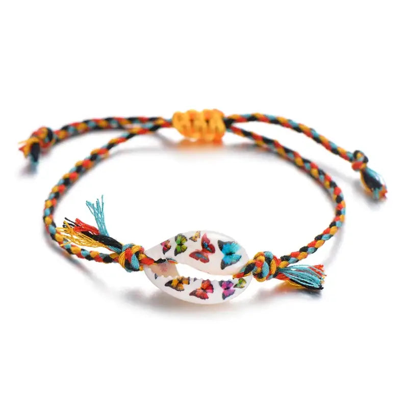 Cowrie Shell Cord Bracelet-beach outfit jewelry-cord bracelet-cowrie bracelet-shell jewelry-seashell jewelry-boho chic jewelry-bohemian jewelry-