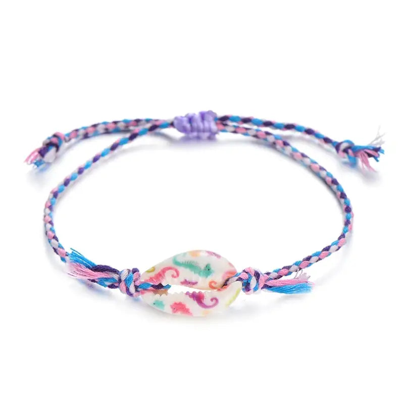 Cowrie Shell Cord Bracelet-beach outfit jewelry-cord bracelet-cowrie bracelet-shell jewelry-seashell jewelry-boho chic jewelry-bohemian jewelry-