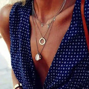 Cowrie Shell Disk Necklace shell necklace-layered necklace-