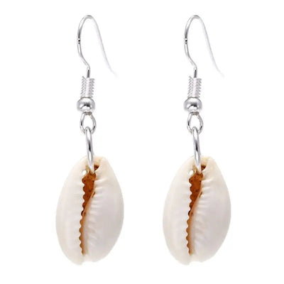 Cowrie Shell Earrings - Silver